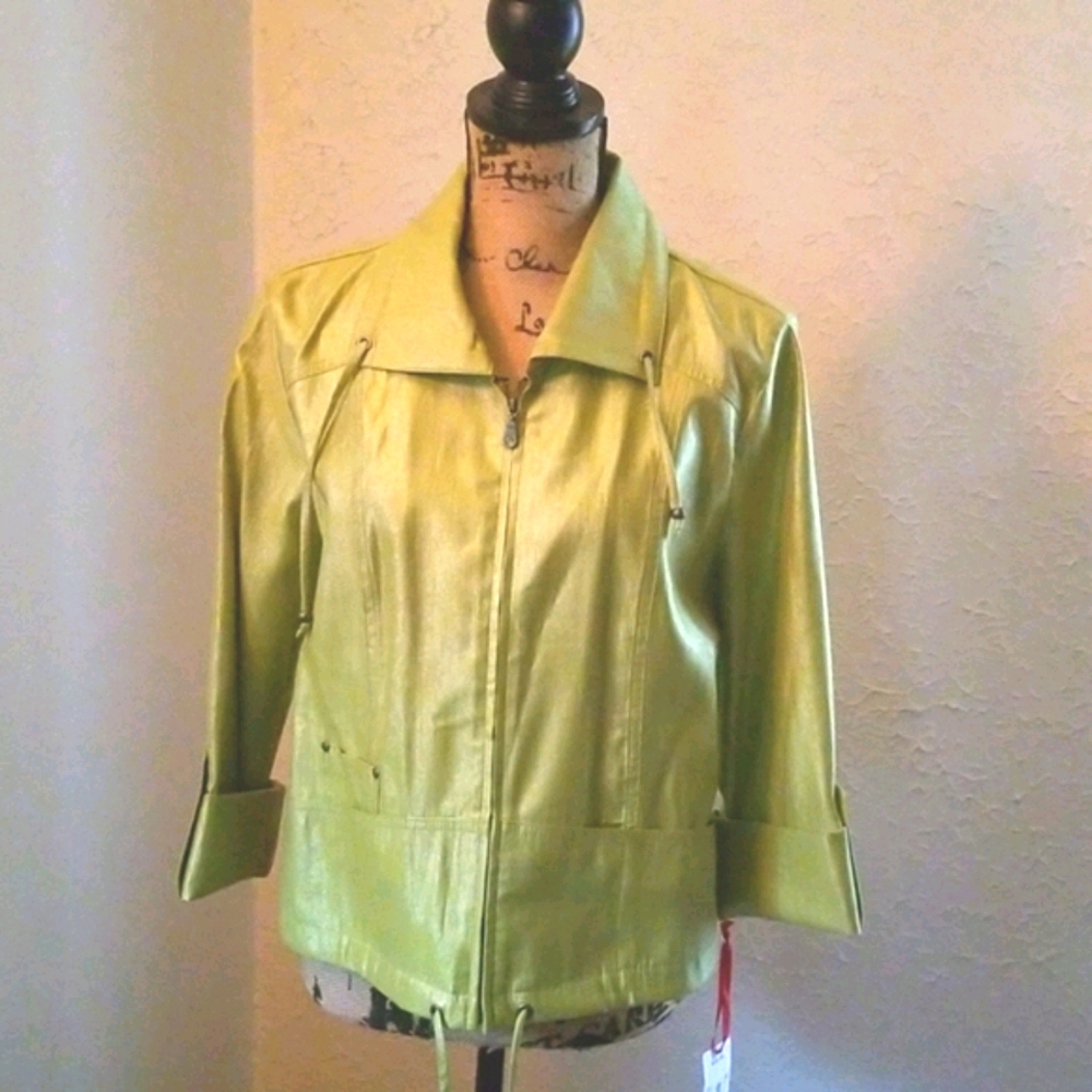 Ruby Rd. Vibrant Green Leather Jacket - image 2